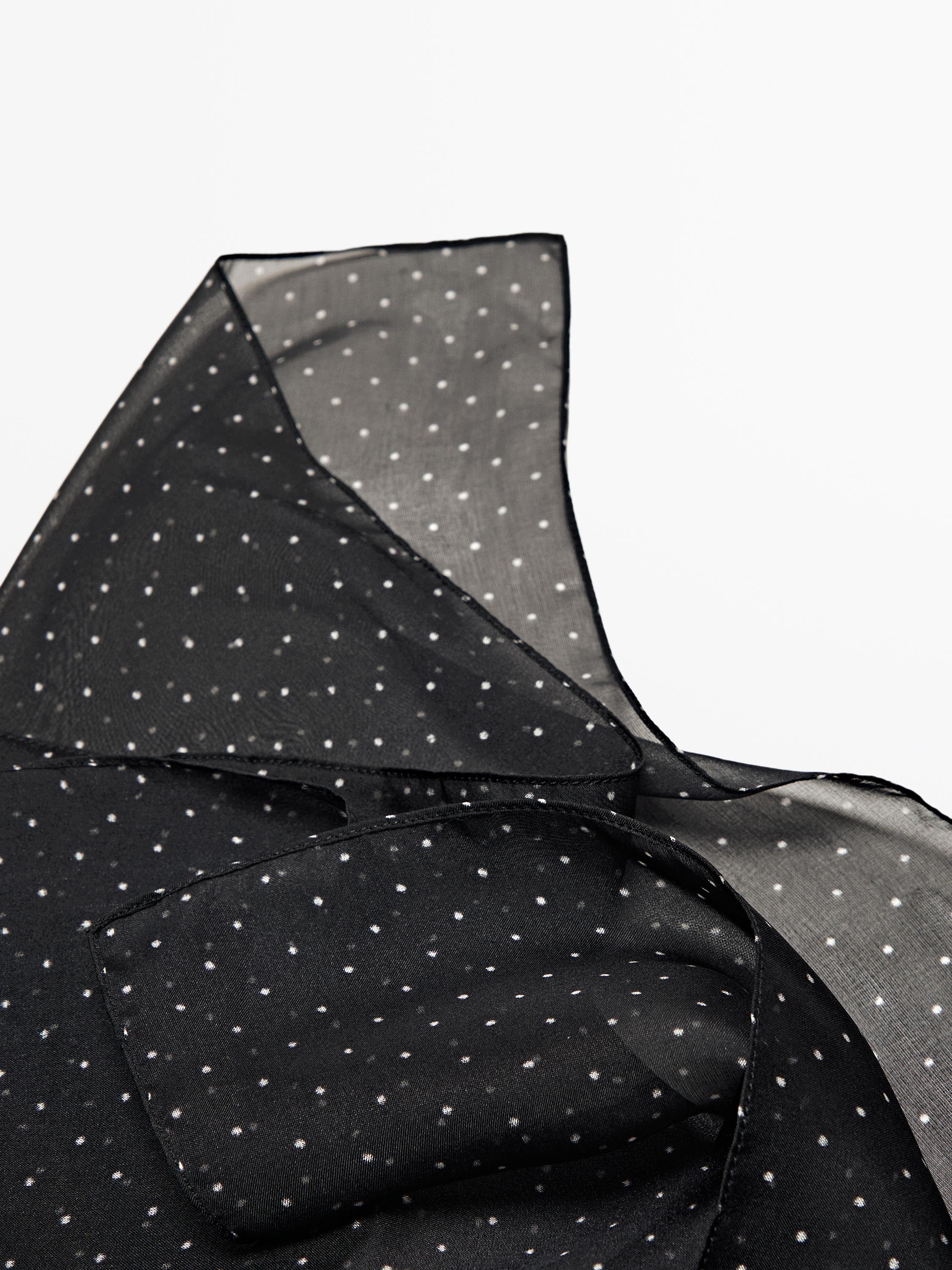 Polka dot print 100% silk scarf